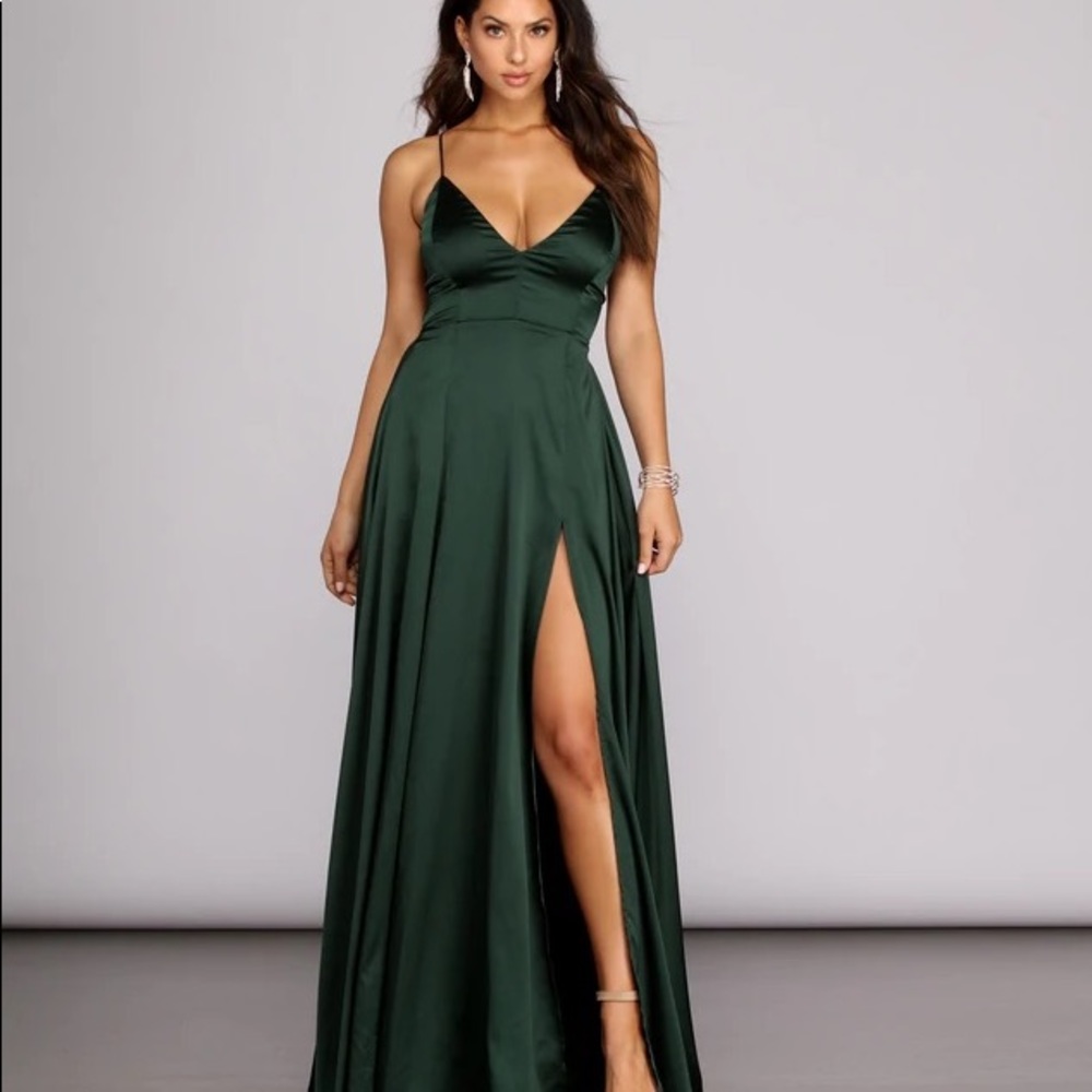 Vera Satin Lace Up Formal Dress